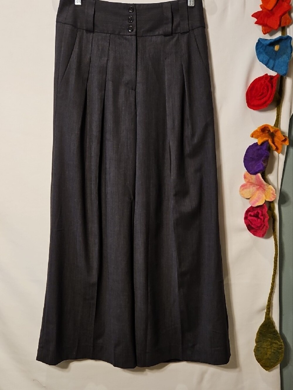 Wool Blend All Business Menswear Style Wide Leg Pant 0117